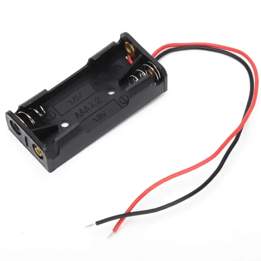 [P-BAT18650- 001] Caja Porta Pilas Para Dos Baterías 18650 Con Cables 