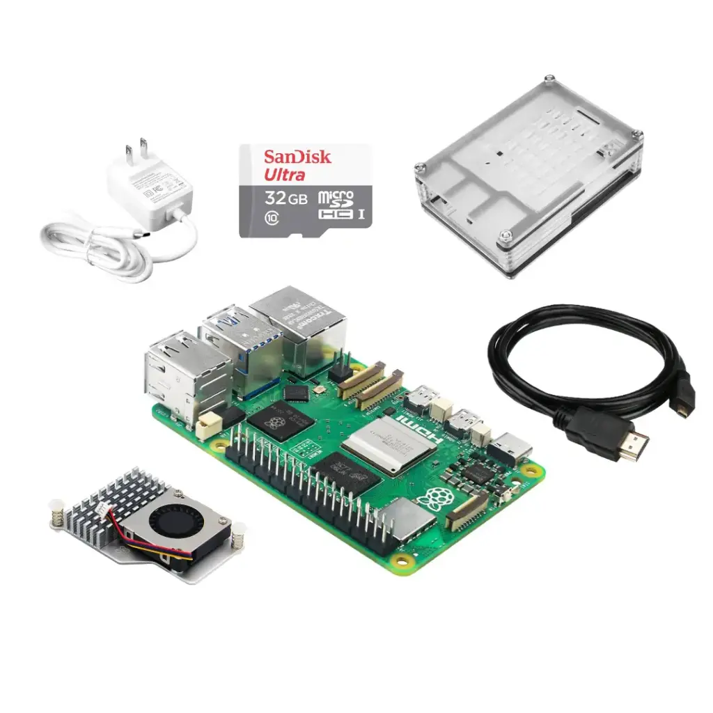 (Producto obsoleto)-Raspberry Pi 5 8GB Ram Incluye Cargador, Case, Disipador, Memoria de 64GB y cable mini-HDMI 1.5m