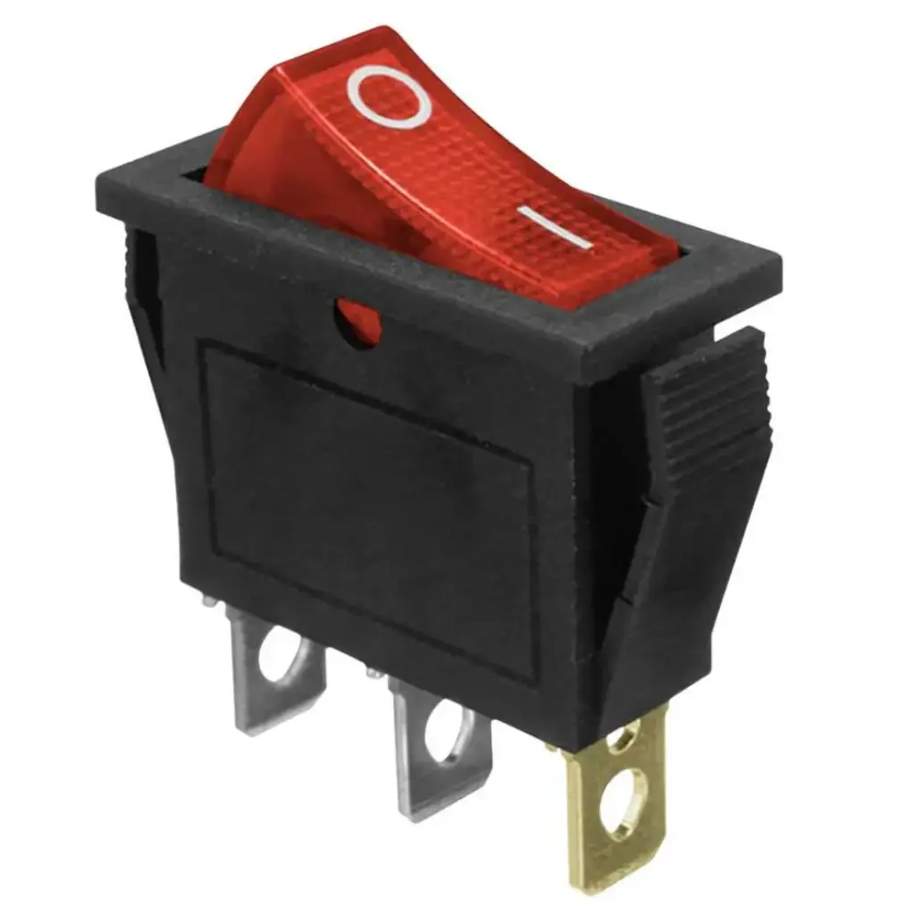 Interruptor Balancín KCD3 con luz roja SPST ON/OFF 250VAC 16A 
