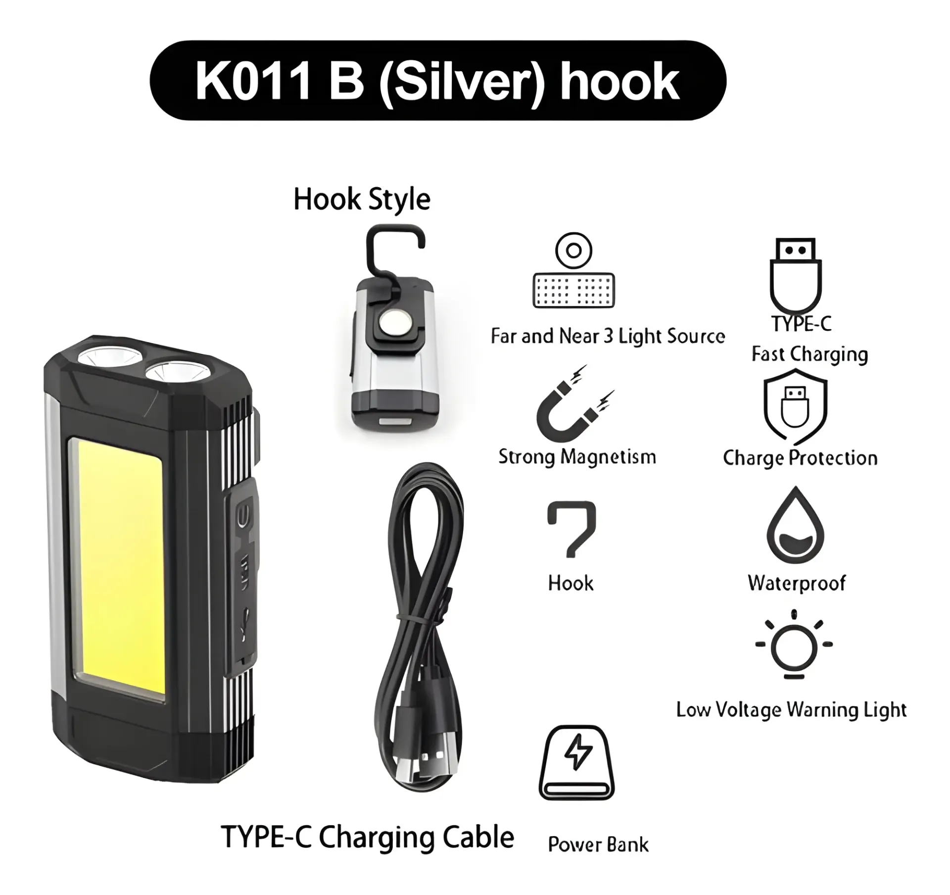 [P4168] Linterna Led Recargable KXK-011-A Silver