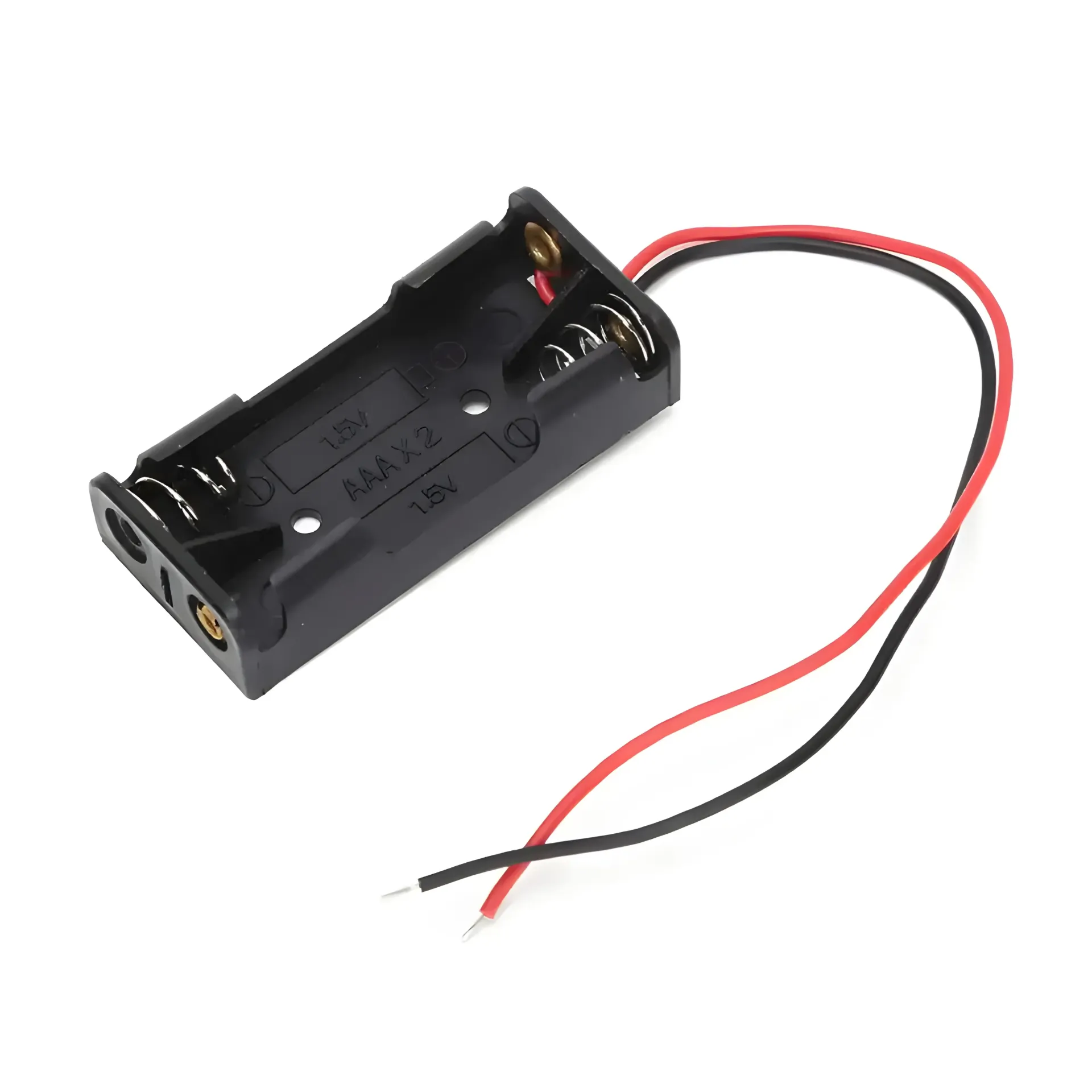 Caja Porta Pilas Para Dos Baterías AAA Con Cables 