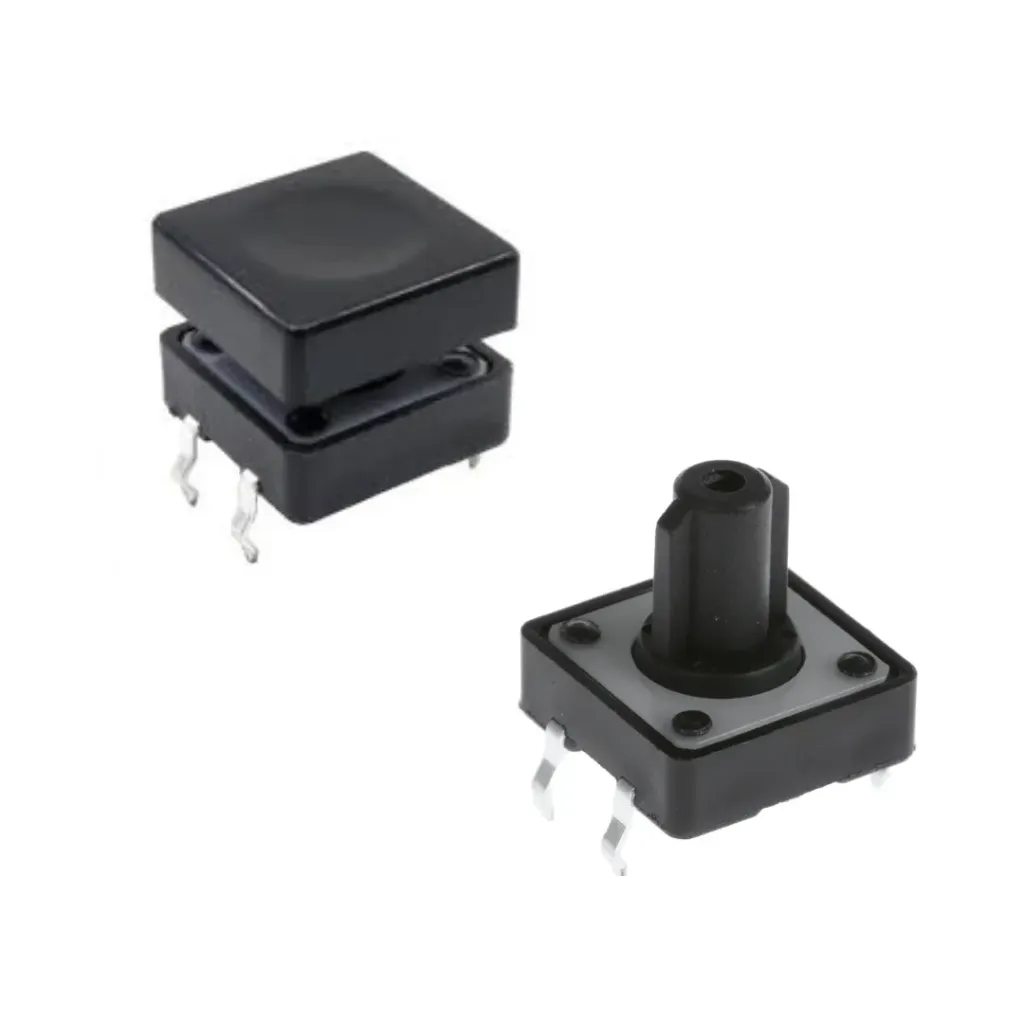 Push button - Botón pulsador 4 Pines 12x12mm con Tapa, 12x12mm
