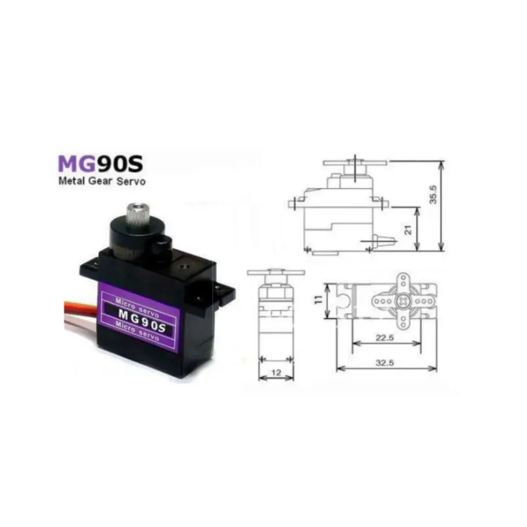 Servomotor SG90S 180° 2.2kgf/cm metalico con Accesorios 5V