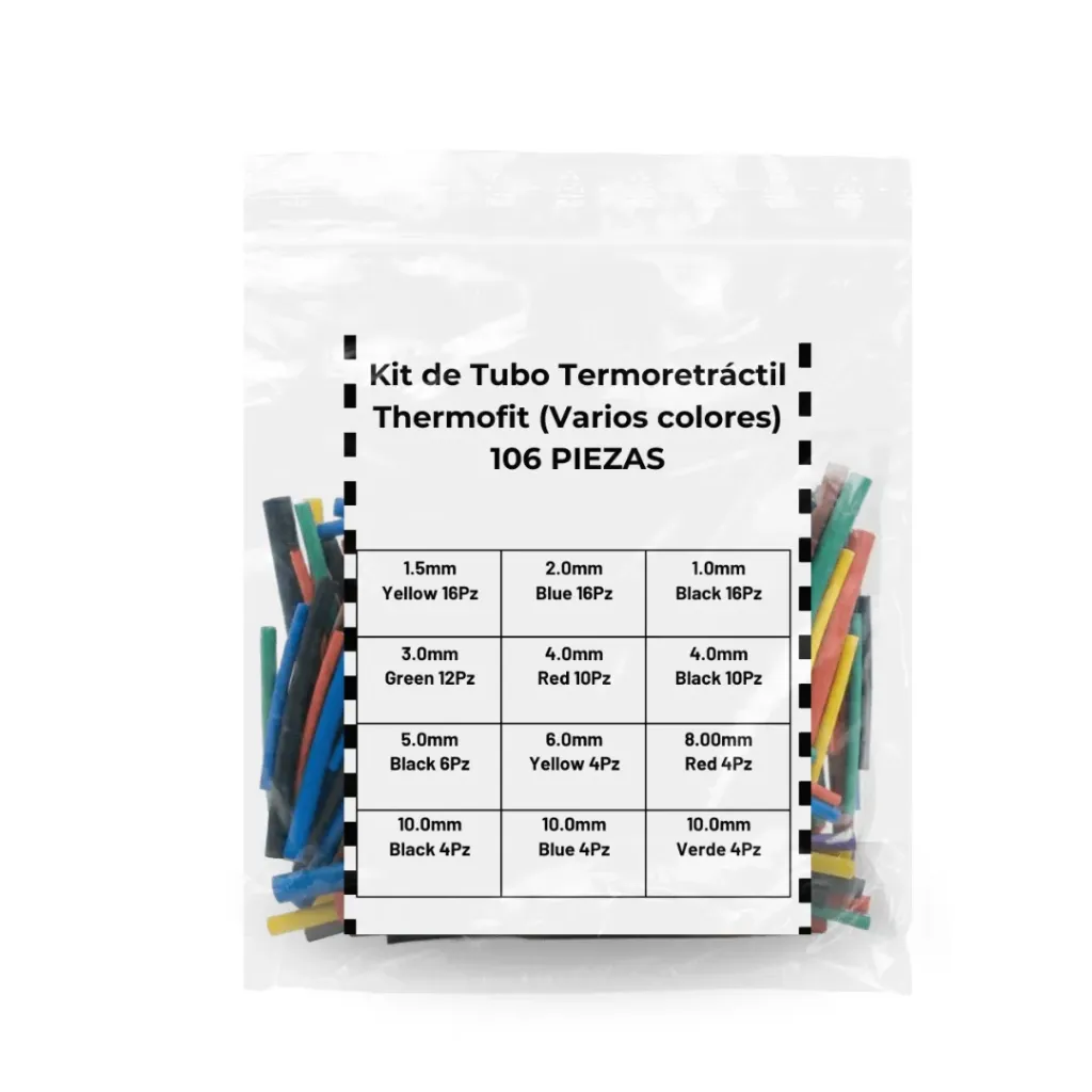 [RETRACTIL106-KIT] Kit de Tubo Termoretráctil Thermofit (Varios colores) 106 PIEZAS