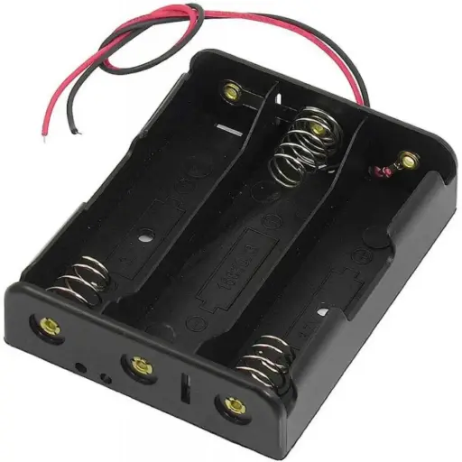 [P-BATAA_004] Caja Porta Pilas Para Tres Baterías AA LR6 Con Cables